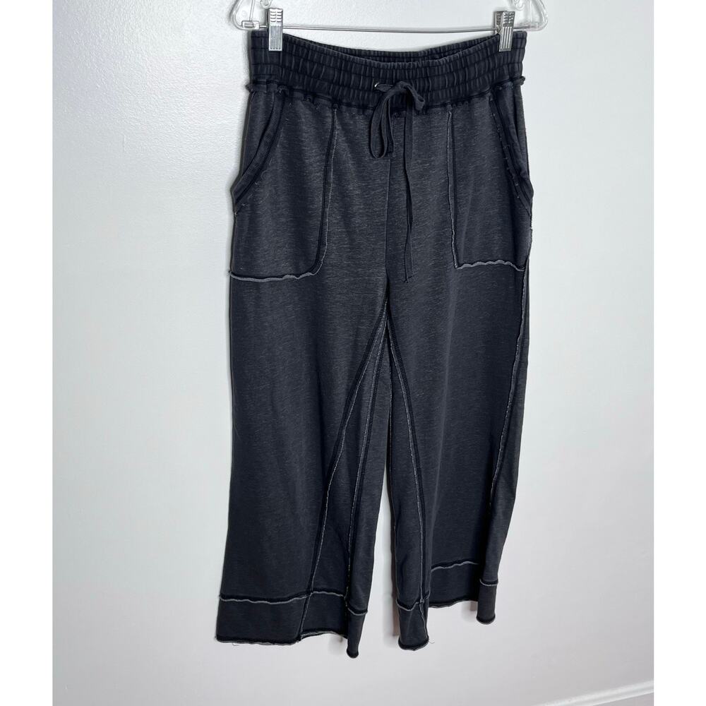 Daily Practice Anthropologie Wide Leg Lounge Pants Charcoal Drawstring XS - Picture 5 of 10